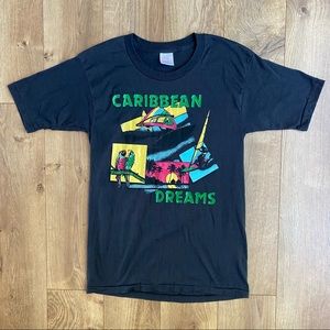 Vintage Caribbean Dreams Graphic Tee Shirt Single Stitch USA Made Medium Beach